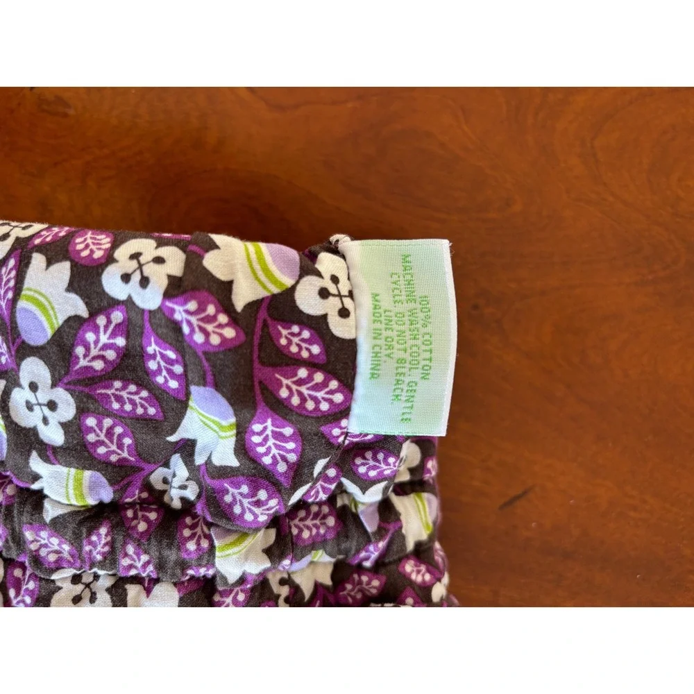 Vera Bradley Quilted Wine Bottle Gift Bag Purple Floral Drawstring Carrier